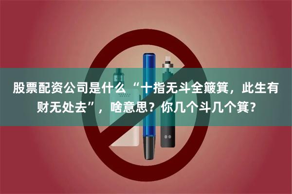 股票配资公司是什么 “十指无斗全簸箕，此生有财无处去”，啥意思？你几个斗几个箕？