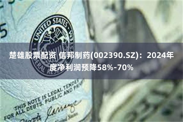 楚雄股票配资 信邦制药(002390.SZ)：2024年度净利润预降58%-70%